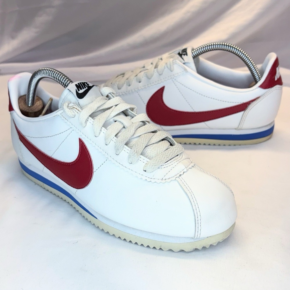 Nike Cortez Classic Leather White Red Womens US 8.5 Forest Gump University Red